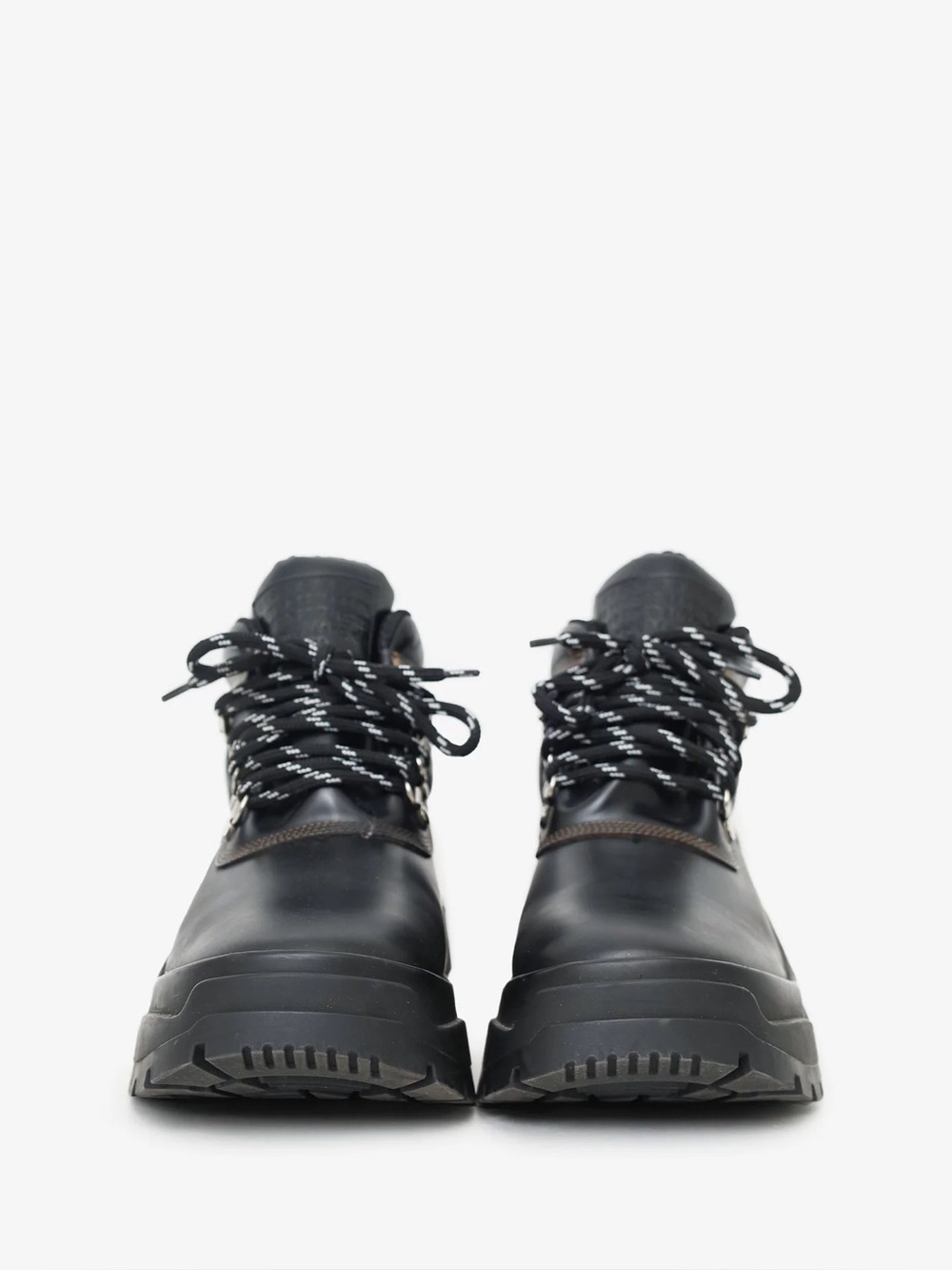 Maison Margiela Black Lug Sole Leather Hiking Boots Size 37 - Picture 4 of 6